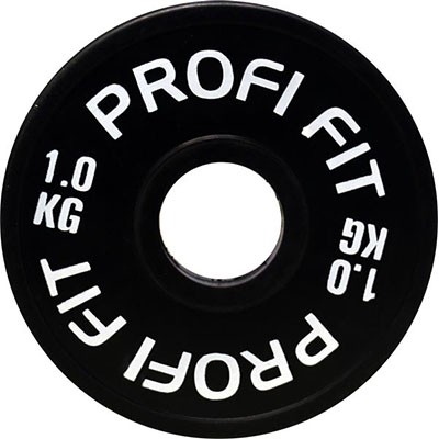 Диск для штанги каучуковый, черный, PROFI-FIT D-51, 1,0 кг